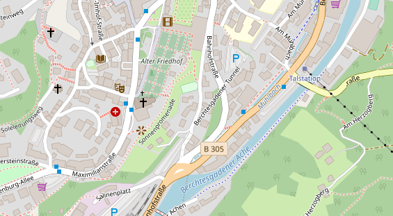 Wanderhotel auf Satellitenbild