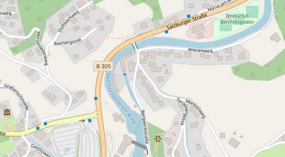 Wanderhotel auf Satellitenbild