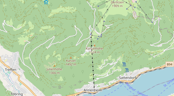 Wanderhotel auf Karte