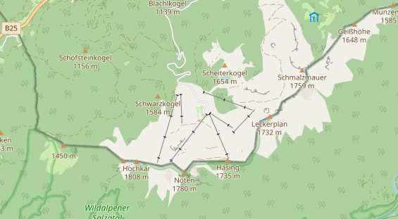 Wanderhotel auf Karte