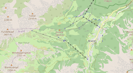 Wanderhotel auf Karte