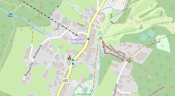 Wanderhotel auf Satellitenbild