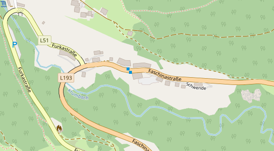 Wanderhotel auf Satellitenbild