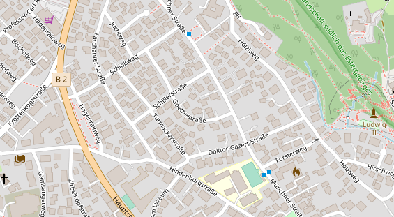 Wanderhotel auf Satellitenbild