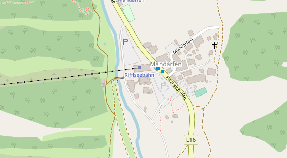 Wanderhotel auf Satellitenbild