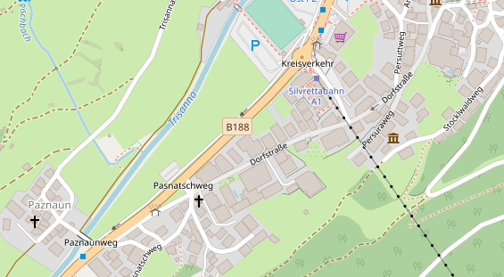 Wanderhotel auf Satellitenbild