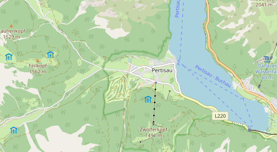 Wanderhotel auf Karte