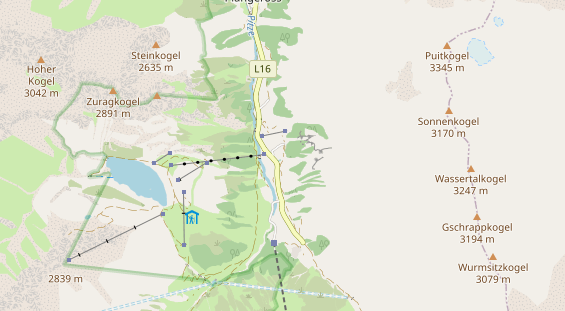 Wanderhotel auf Karte