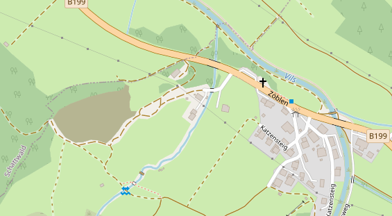 Wanderhotel auf Satellitenbild