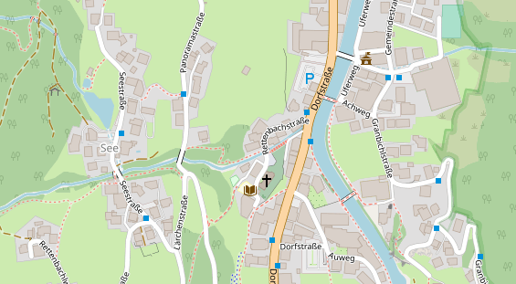 Wanderhotel auf Satellitenbild