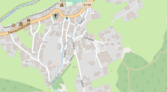 Wanderhotel auf Satellitenbild