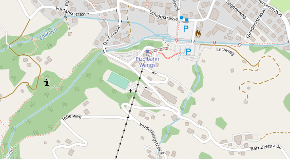 Wanderhotel auf Satellitenbild