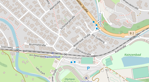 Wanderhotel auf Satellitenbild