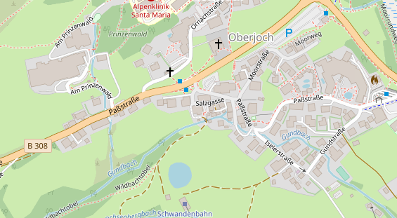 Wanderhotel auf Satellitenbild