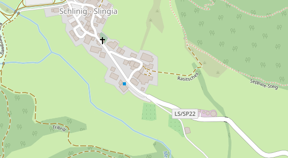 Wanderhotel auf Satellitenbild