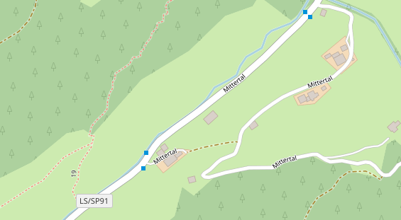 Wanderhotel auf Satellitenbild