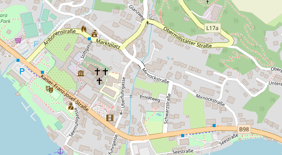 Wanderhotel auf Satellitenbild