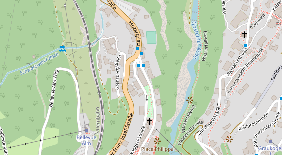 Wanderhotel auf Satellitenbild