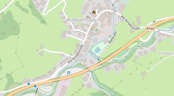 Wanderhotel auf Satellitenbild