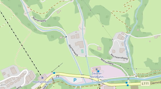 Wanderhotel auf Satellitenbild