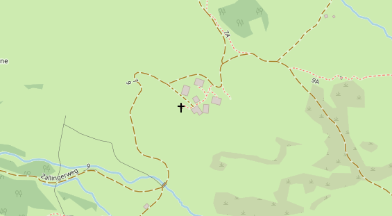 Wanderhotel auf Satellitenbild