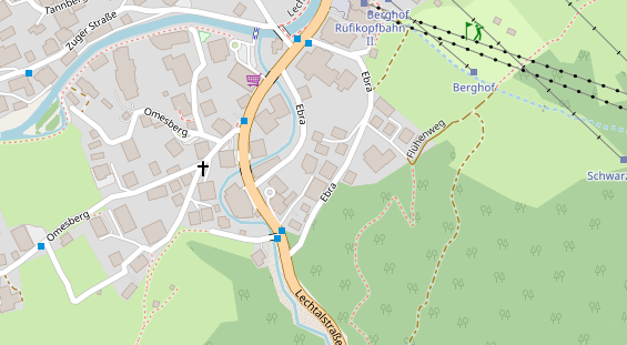 Wanderhotel auf Satellitenbild