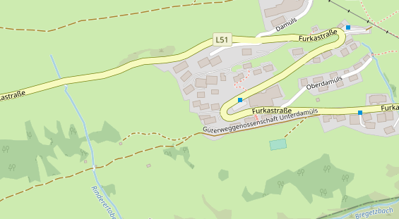 Wanderhotel auf Satellitenbild