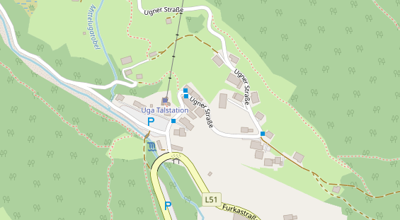 Wanderhotel auf Satellitenbild