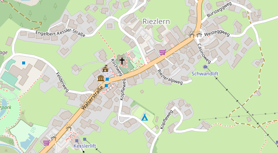 Wanderhotel auf Satellitenbild