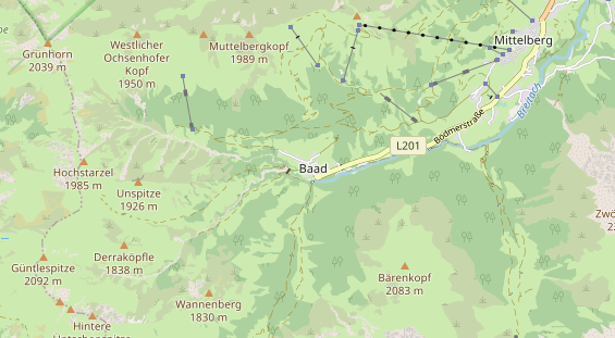 Wanderhotel auf Karte