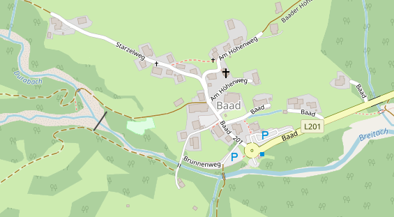 Wanderhotel auf Satellitenbild