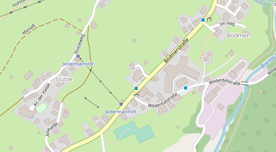 Wanderhotel auf Satellitenbild