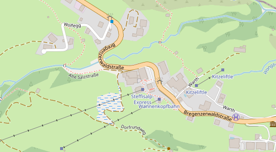 Wanderhotel auf Satellitenbild