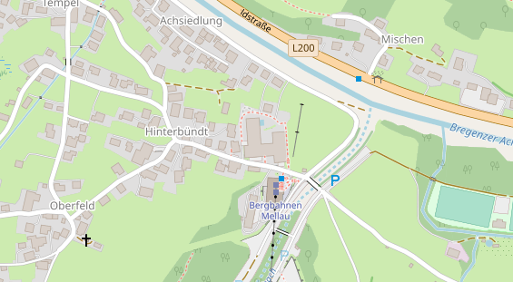 Wanderhotel auf Satellitenbild