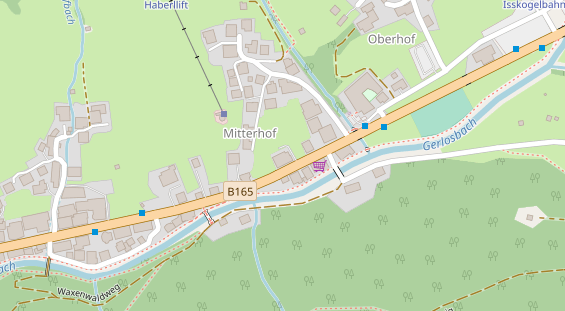 Wanderhotel auf Satellitenbild