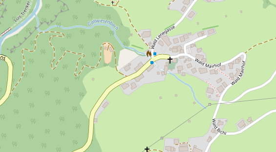 Wanderhotel auf Satellitenbild