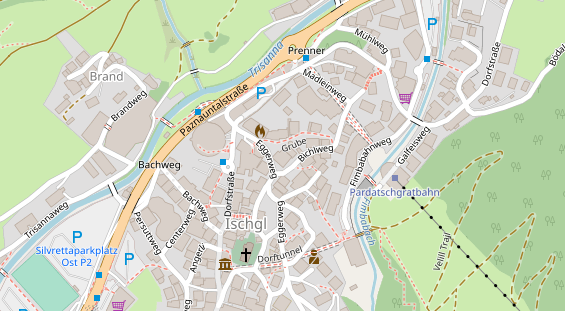 Wanderhotel auf Satellitenbild