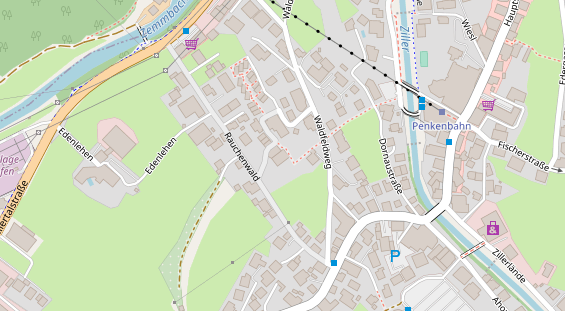 Wanderhotel auf Satellitenbild