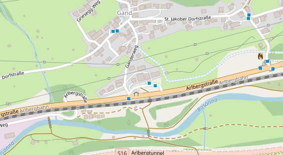 Wanderhotel auf Satellitenbild