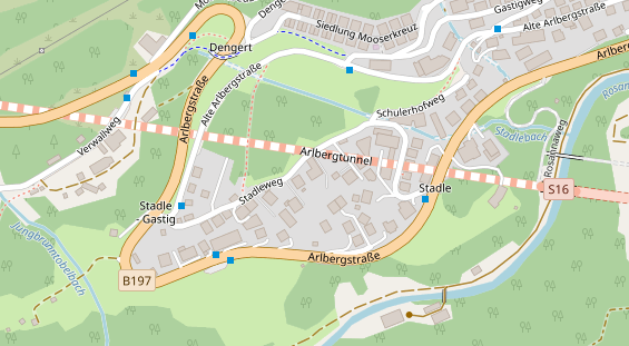 Wanderhotel auf Satellitenbild