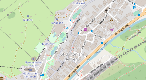 Wanderhotel auf Satellitenbild