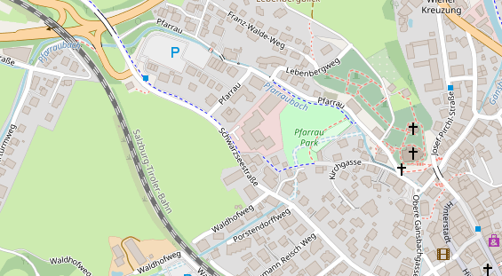 Wanderhotel auf Satellitenbild