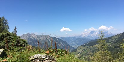 Wanderurlaub - geführte Klettertour - Hohe Tauern - Der Ausblick hinunter ins Tal von der Großwildalm aus.  - Hotel Johanneshof Grossarl 