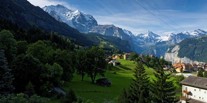 Wanderurlaub - Bettgrößen: Twin Bett - Berner Alpen - Morgenaussicht - Beausite Park Hotel Wengen