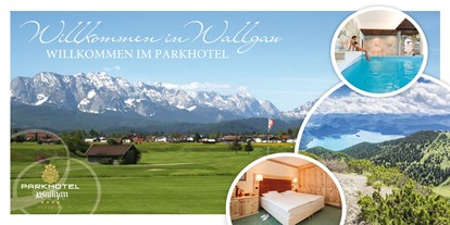 Wanderurlaub - geführte Touren - Bayern - Das Parkhotel Wallgau liegt auf dem Sonnenplateau der Alpenwelt Karwendel. 10 min von Mittenwald und dem Walchensee entfernt, bietet die Lage den perfekten Einstieg in Ihre Wanderung.  - Parkhotel Wallgau