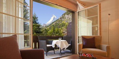 Wanderurlaub - Frühaufsteher-Frühstück - Walliser Alpen - Matterhorn view - Le Mirabeau Resort & Spa Zermatt
