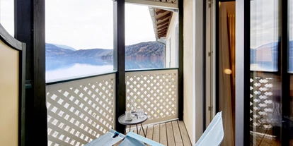 Wanderurlaub - Fahrstuhl - Ausblick vom Balkon - Seeglück Hotel Forelle