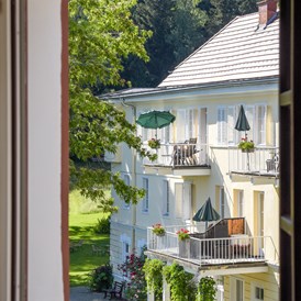 Wanderhotel: Ausblick aus dem Zimmer - Hotel Landsitz Pichlschloss