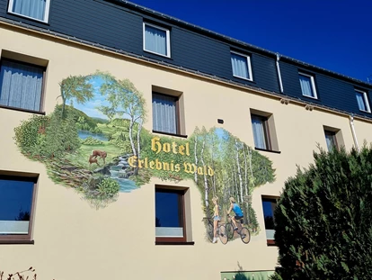 Wanderurlaub - Fahrstuhl - Wandbild von einem regionalen Künstler. - Hotel Erlebnis Wald Johanngeorgenstadt