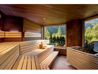 Wanderurlaub - Hotel-Schwerpunkt: Wandern & Biken - Tirol - Finnische Panorama-Sauna mit direktem Ausgang zum Frischluftbereich - ADLER INN Tyrol Mountain Resort